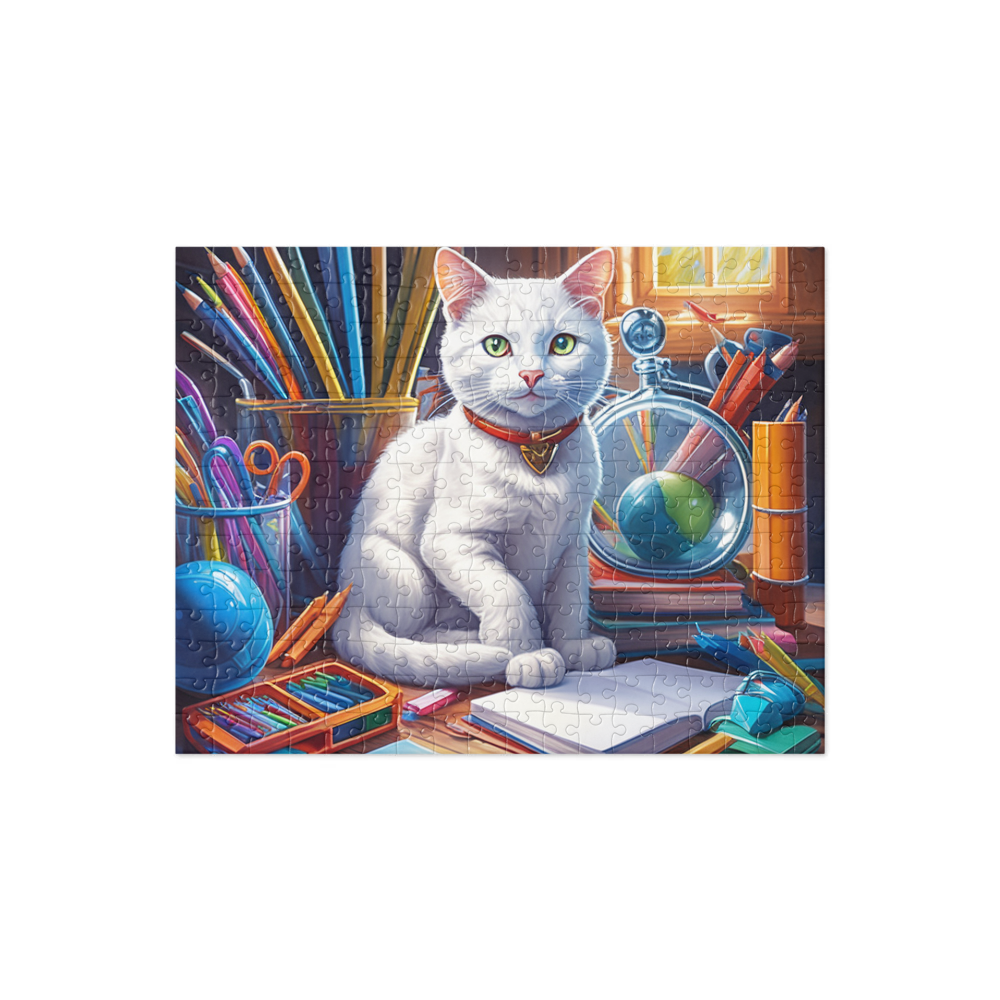 PugMug Custom White Companion Cat Jigsaw Puzzle