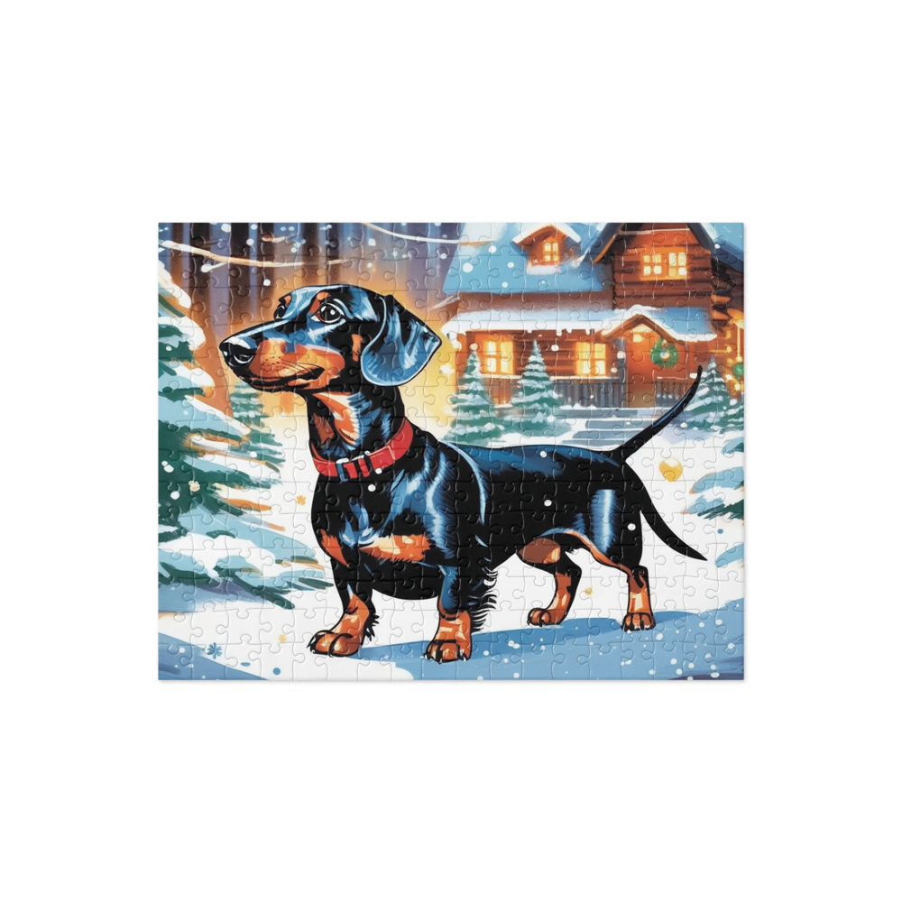 PugMug Custom Black Dachshund Jigsaw Puzzle