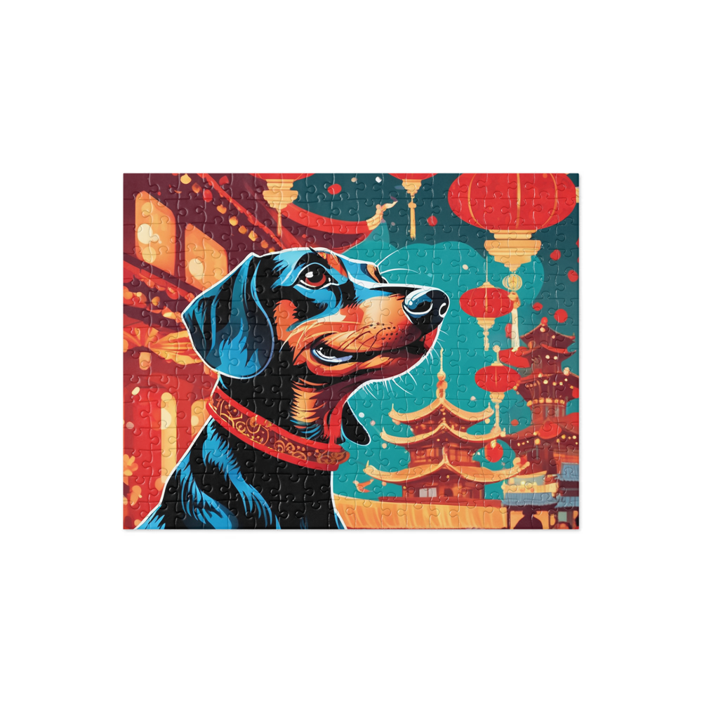 PugMug Custom Black Dachshund Jigsaw Puzzle