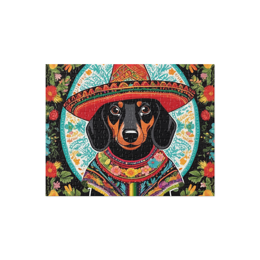 PugMug Custom Black Dachshund Jigsaw Puzzle