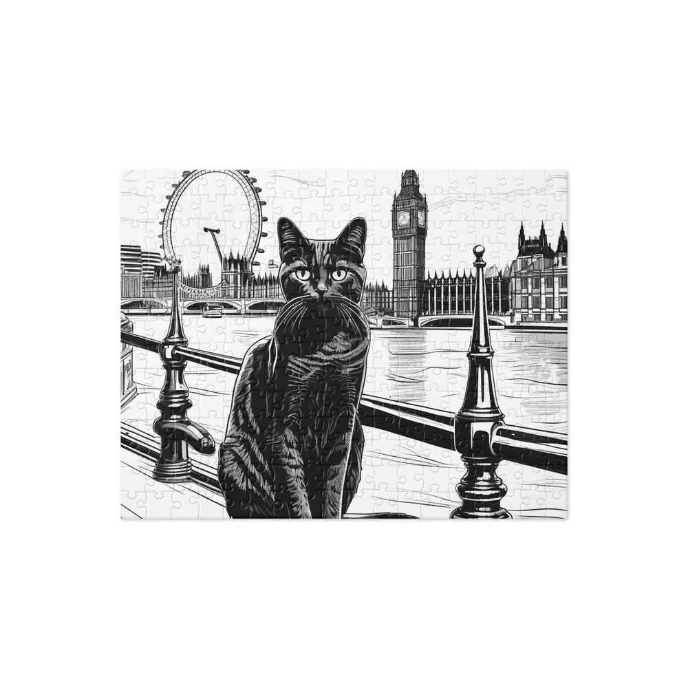 PugMug Custom Black American Shorthair Cat Jigsaw Puzzle