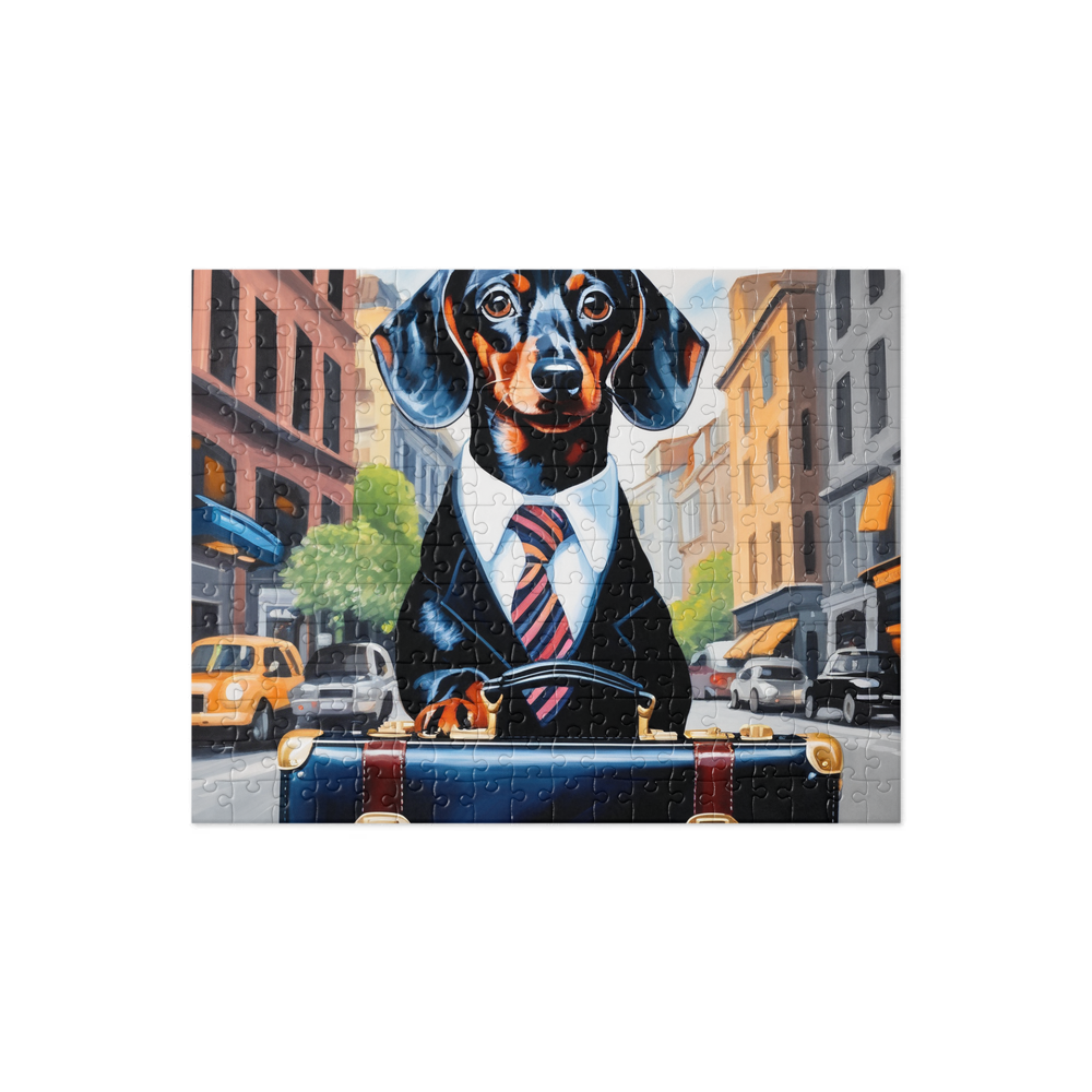 PugMug Custom Black Dachshund Jigsaw Puzzle