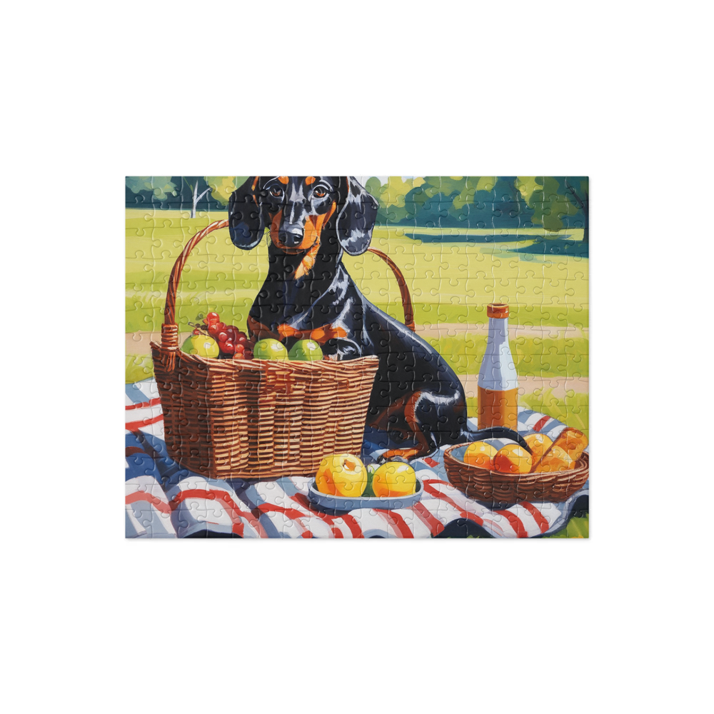 PugMug Custom Black Dachshund Jigsaw Puzzle