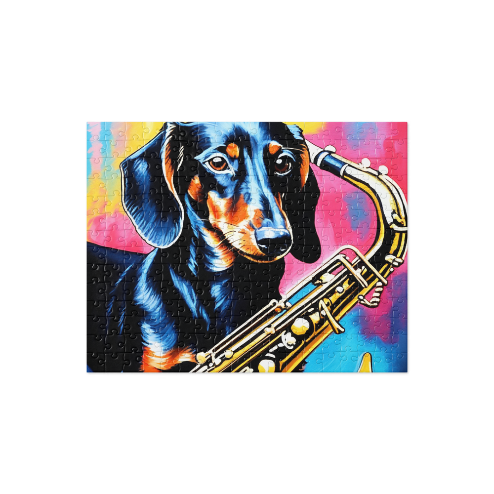 PugMug Custom Black Dachshund Jigsaw Puzzle