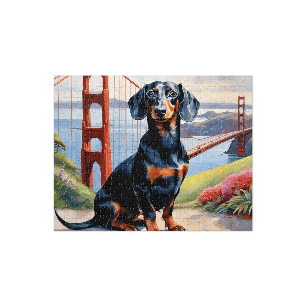 PugMug Custom Black Dachshund Jigsaw Puzzle