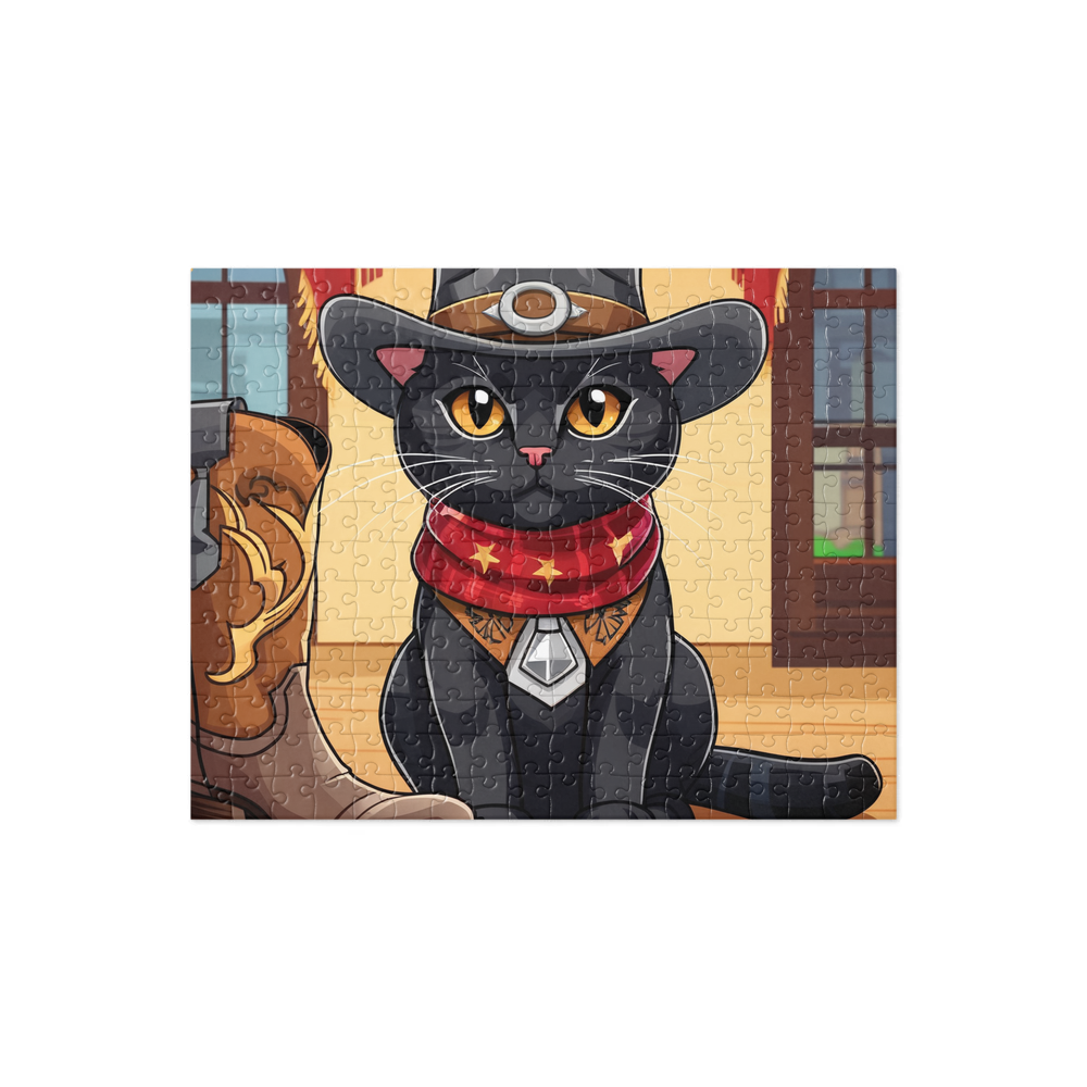 PugMug Custom Black American Shorthair Cat Jigsaw Puzzle