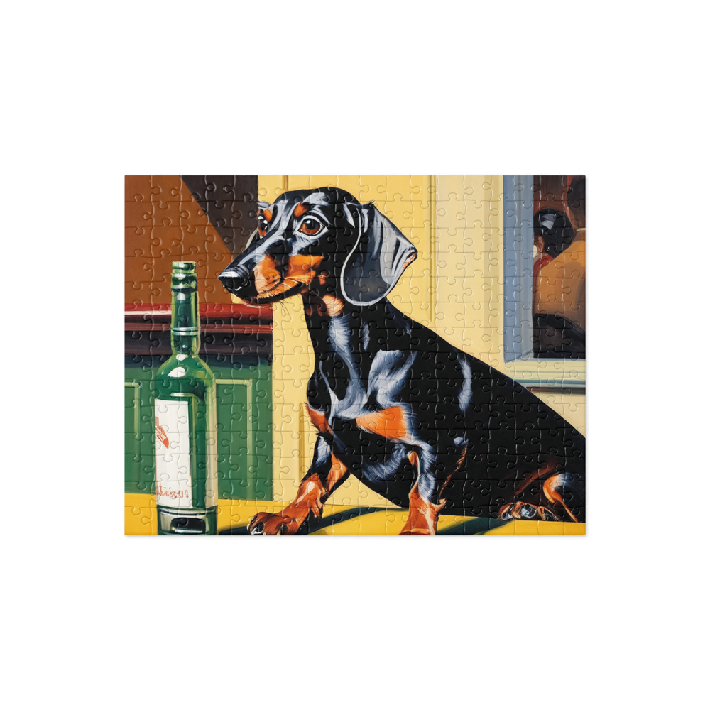 PugMug Custom Black Dachshund Jigsaw Puzzle