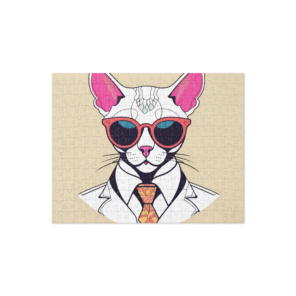 PugMug Custom White Devon Rex Cat Jigsaw Puzzle