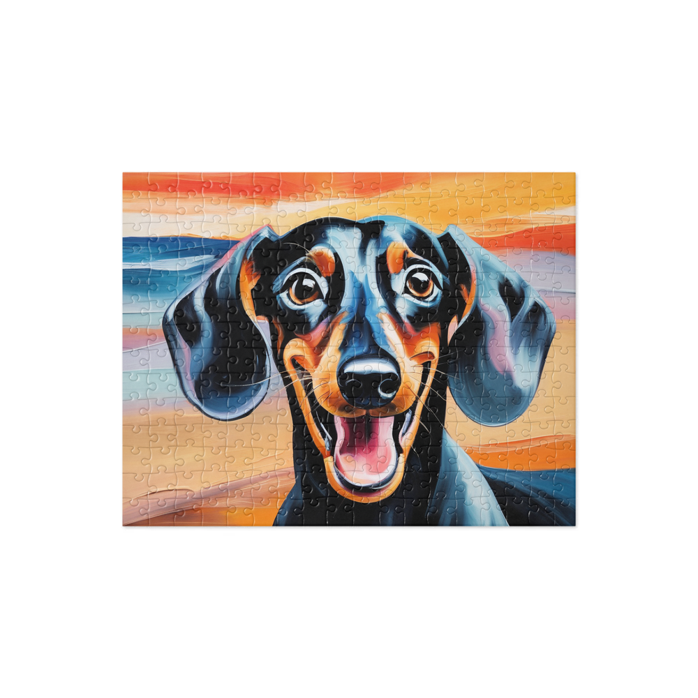 PugMug Custom Black Dachshund Jigsaw Puzzle