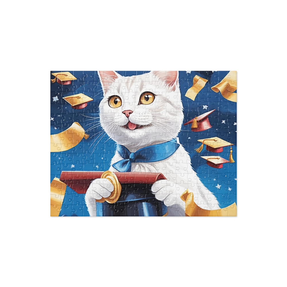 PugMug Custom White American Shorthair Cat Jigsaw Puzzle