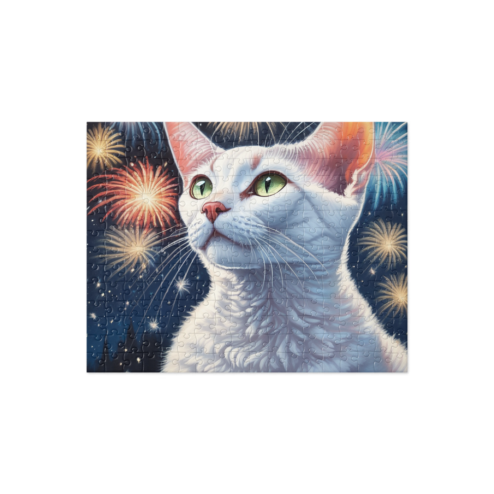 PugMug Custom White Devon Rex Cat Jigsaw Puzzle