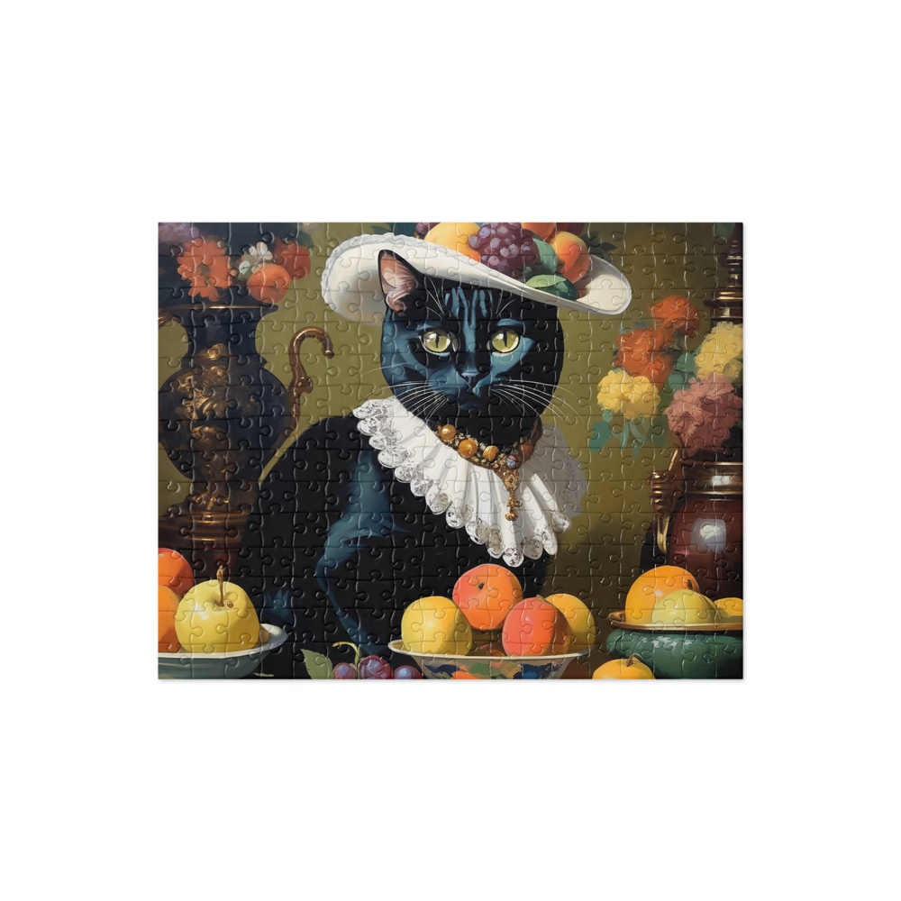 PugMug Custom Black American Shorthair Cat Jigsaw Puzzle