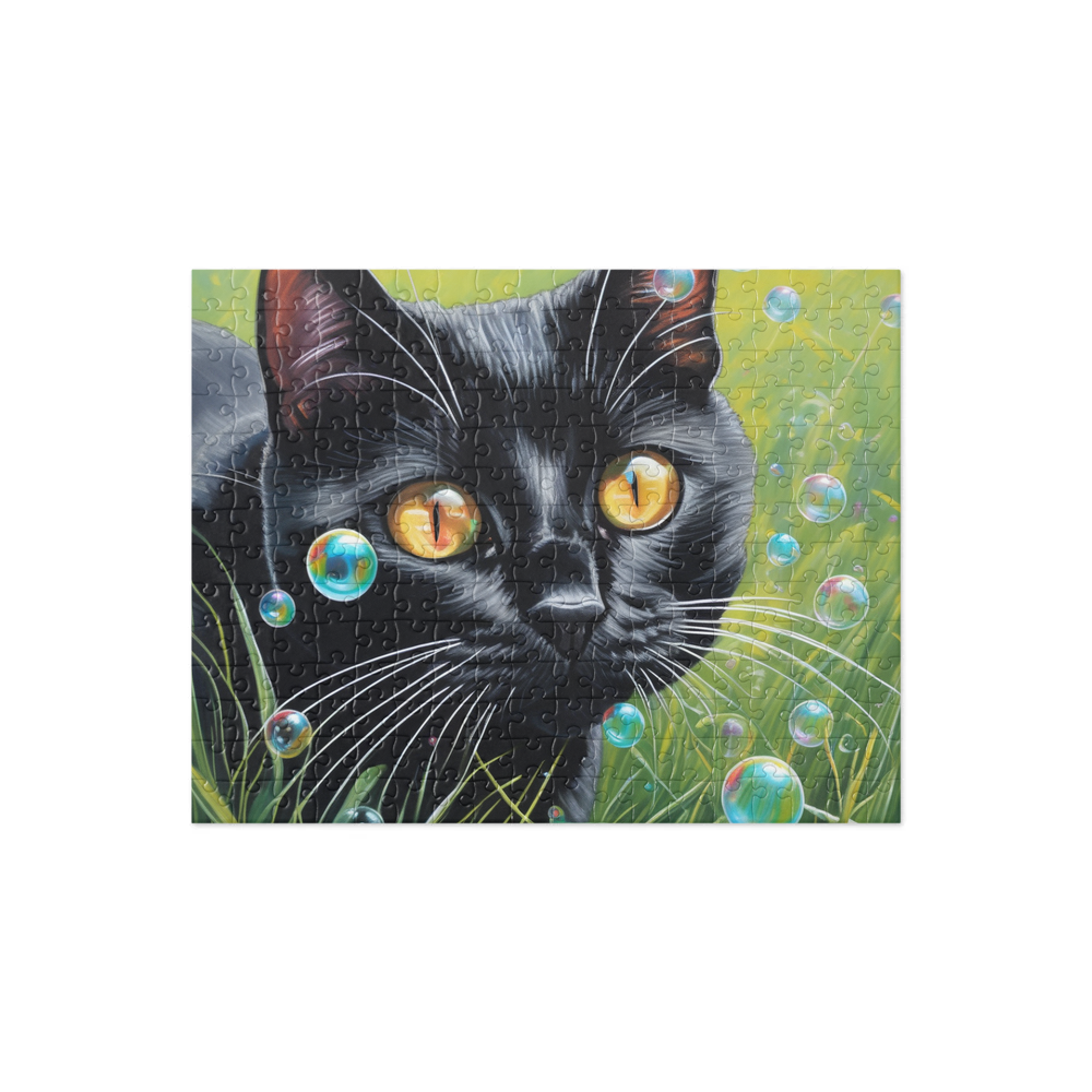 PugMug Custom Black American Shorthair Cat Jigsaw Puzzle