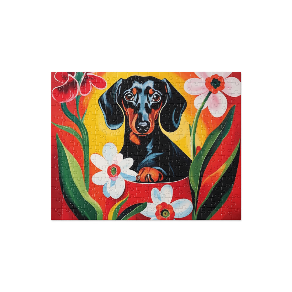 PugMug Custom Black Dachshund Jigsaw Puzzle