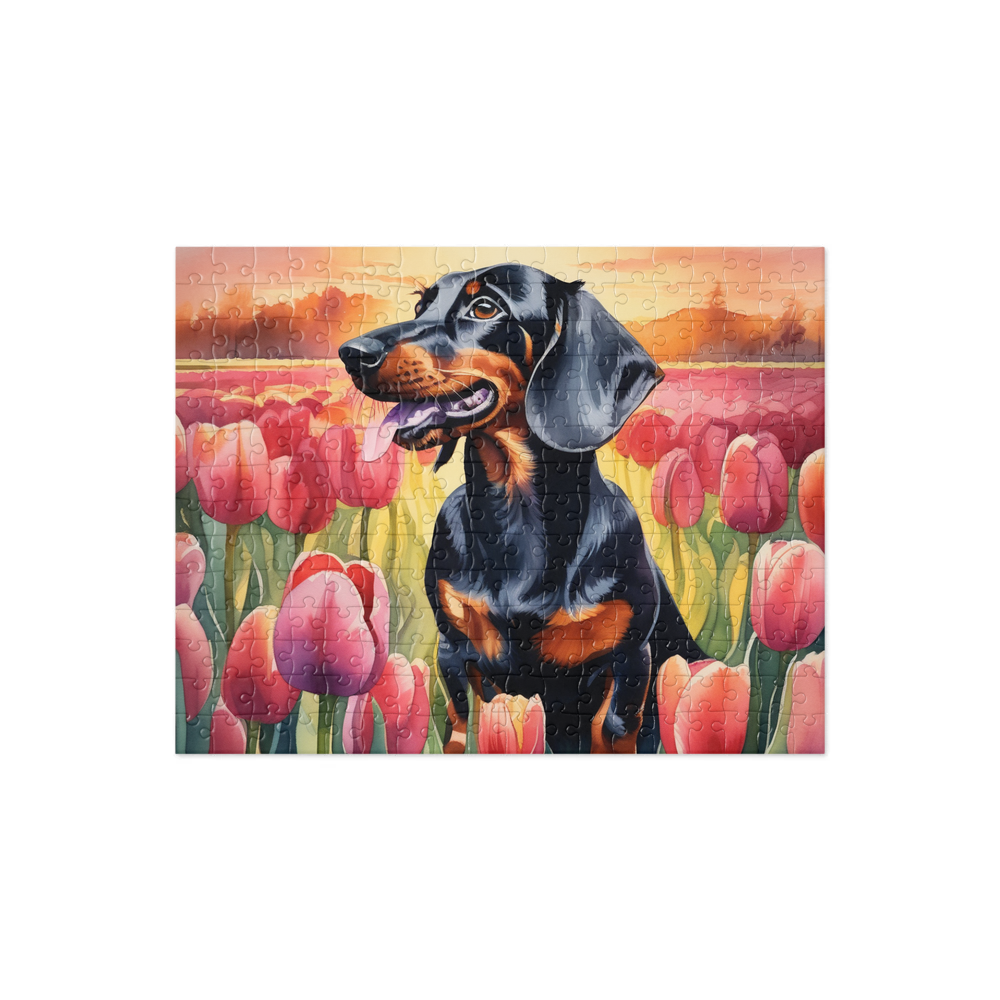 PugMug Custom Black Dachshund Jigsaw Puzzle