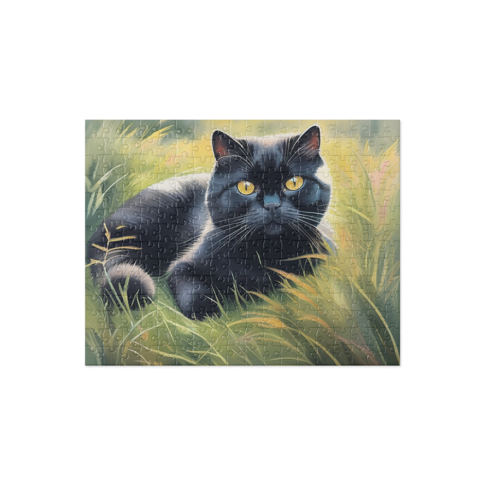 PugMug Custom Black Scottish Fold Cat Jigsaw Puzzle