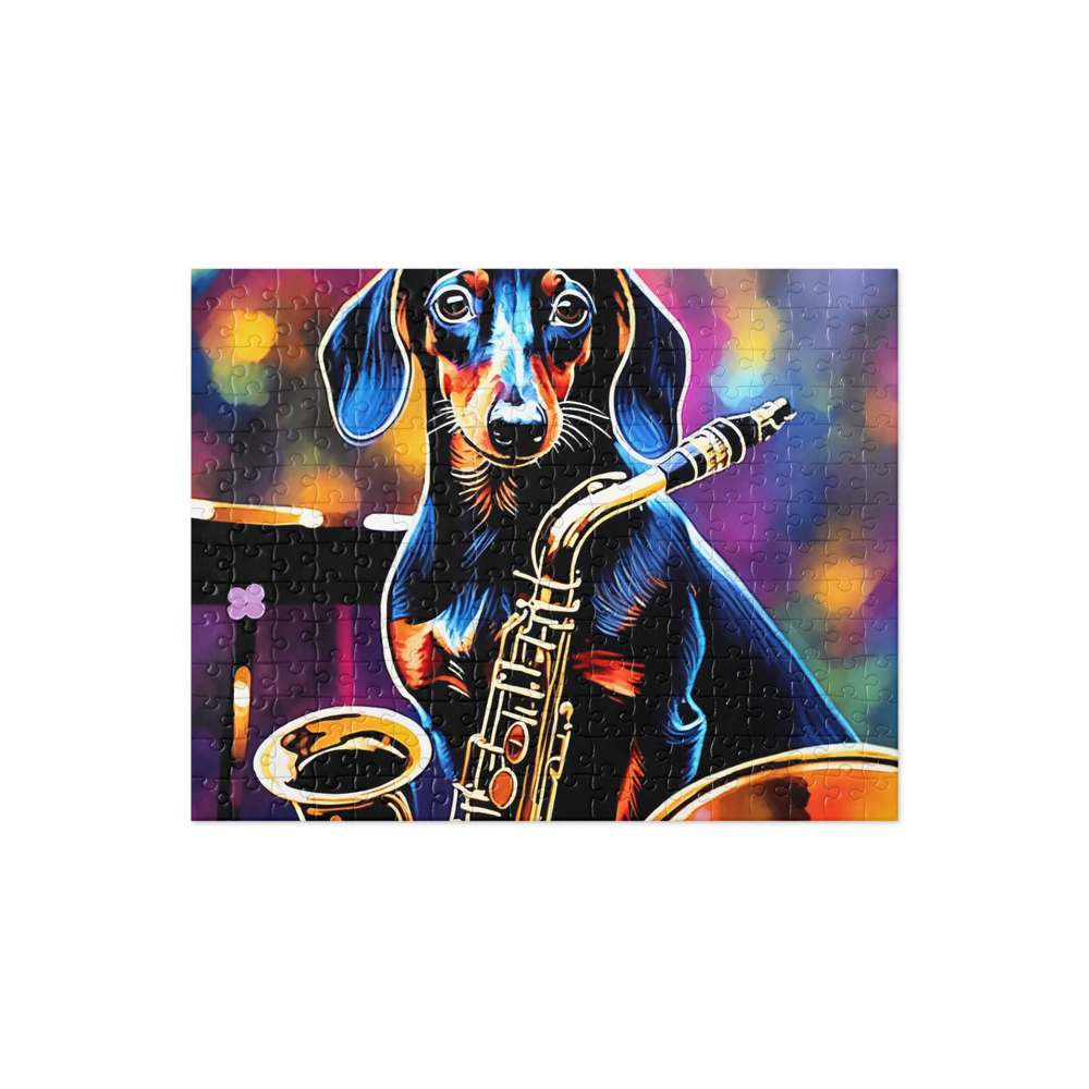 PugMug Custom Black Dachshund Jigsaw Puzzle