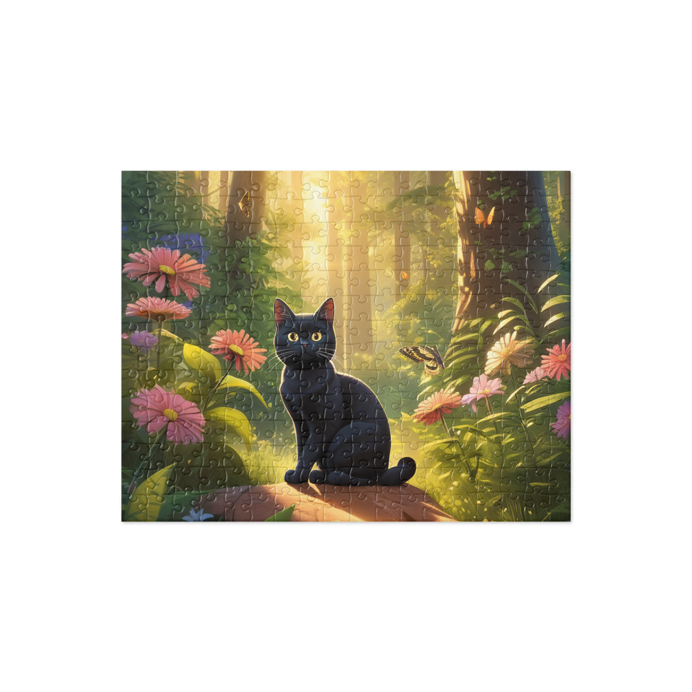 PugMug Custom Black American Shorthair Cat Jigsaw Puzzle