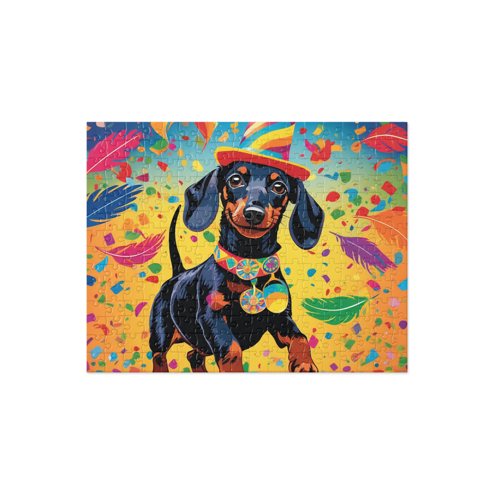 PugMug Custom Black Dachshund Jigsaw Puzzle