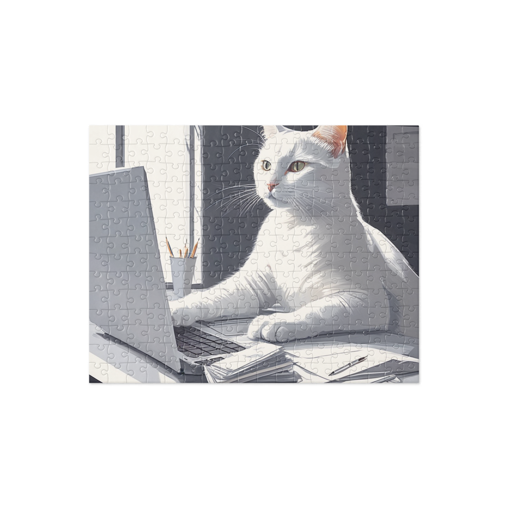 PugMug Custom White Companion Cat Jigsaw Puzzle