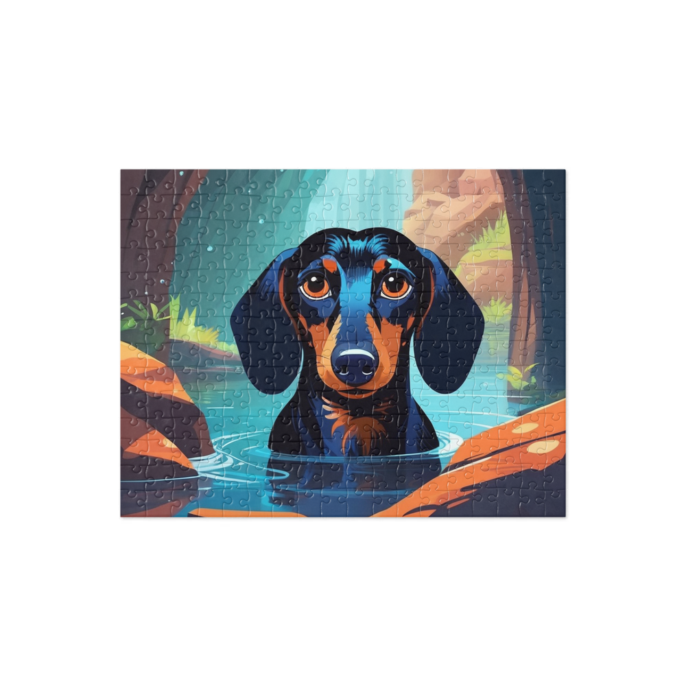 PugMug Custom Black Dachshund Jigsaw Puzzle