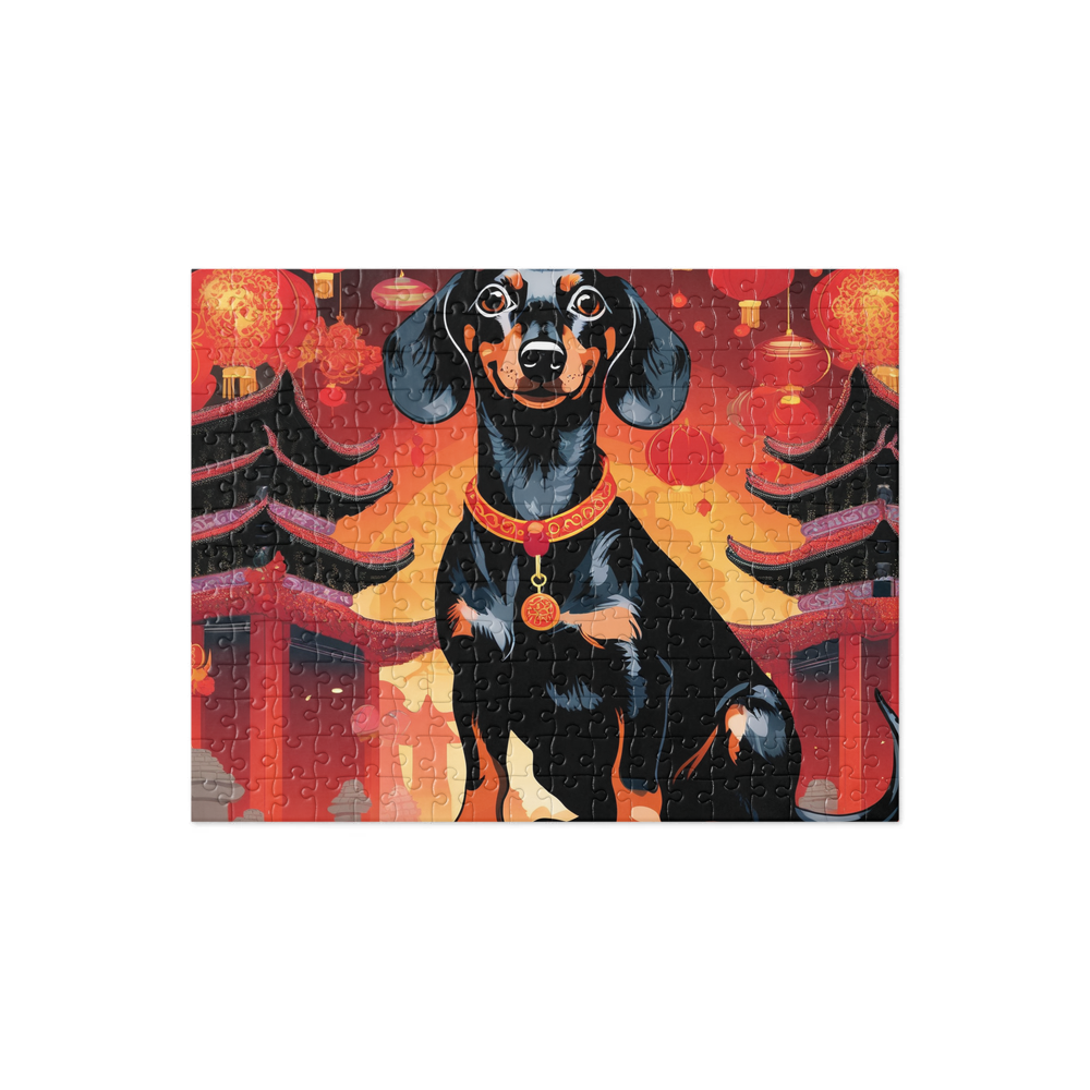 PugMug Custom Black Dachshund Jigsaw Puzzle