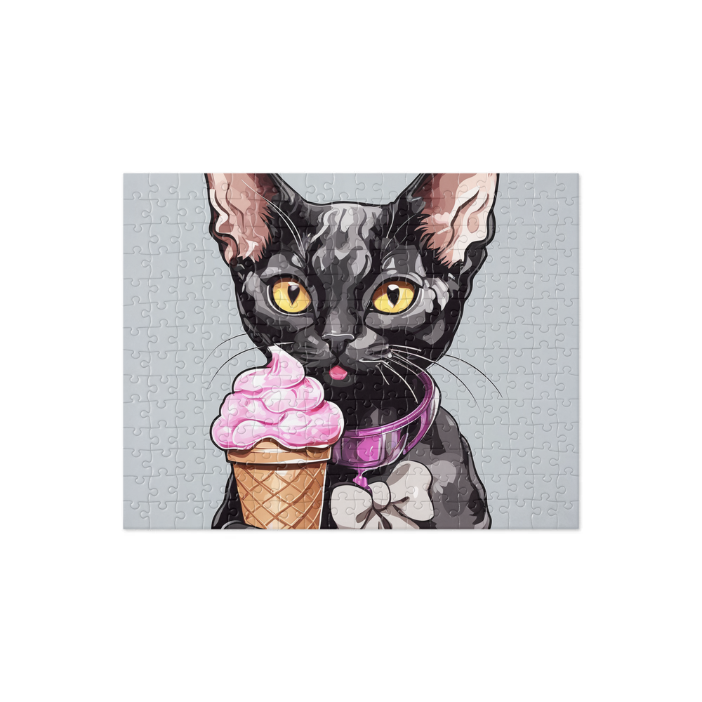 PugMug Custom Black Devon Rex Cat Jigsaw Puzzle