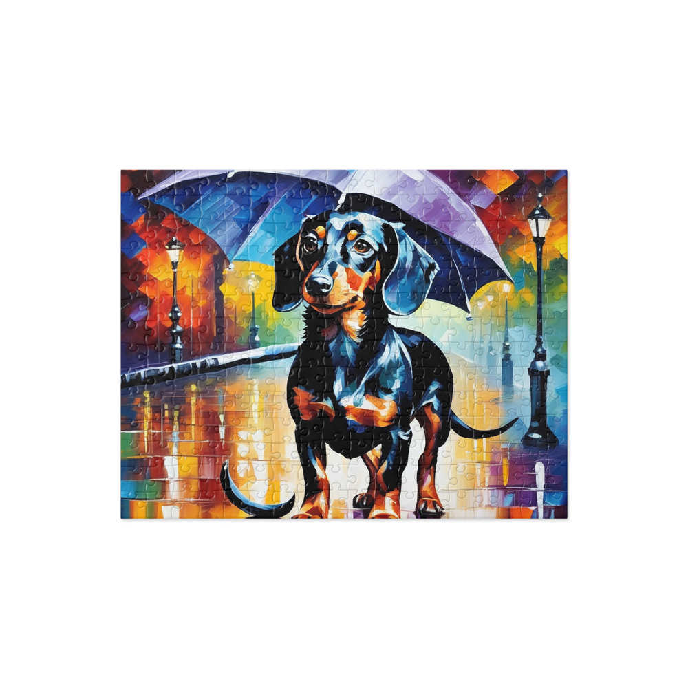 PugMug Custom Black Dachshund Jigsaw Puzzle