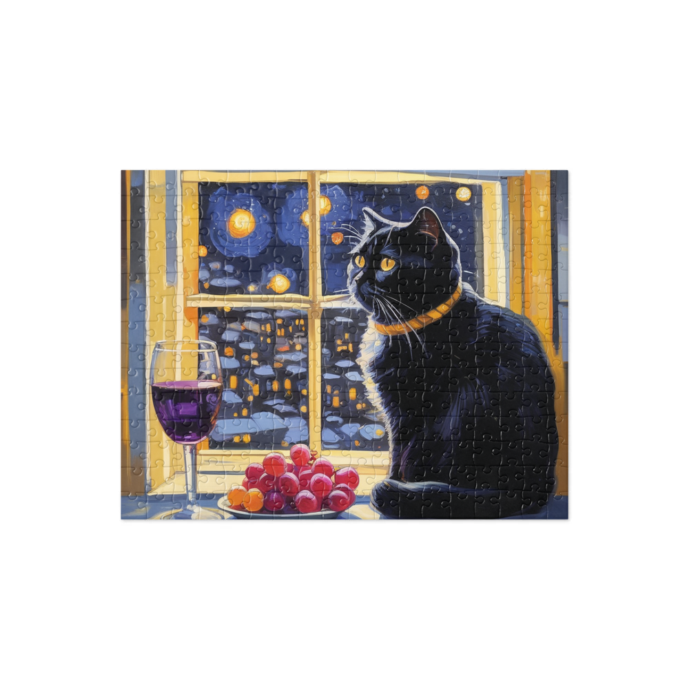 PugMug Custom Black Scottish Fold Cat Jigsaw Puzzle