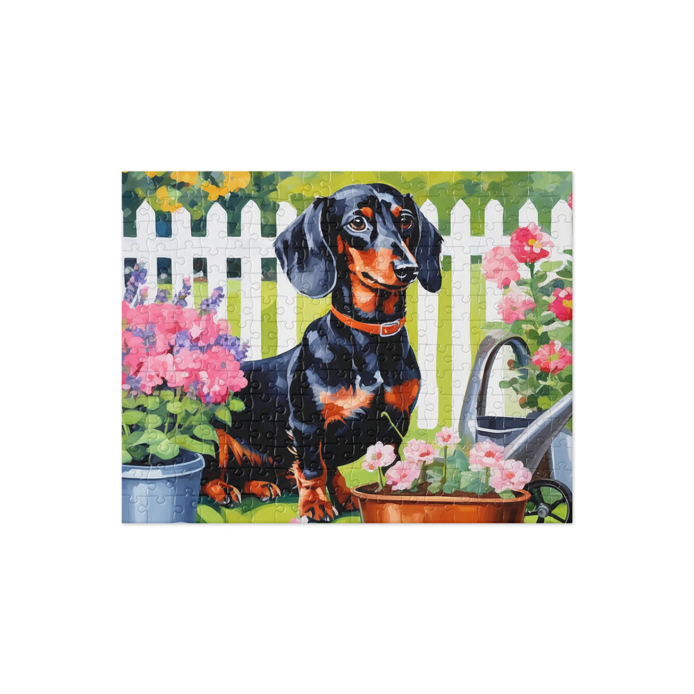 PugMug Custom Black Dachshund Jigsaw Puzzle