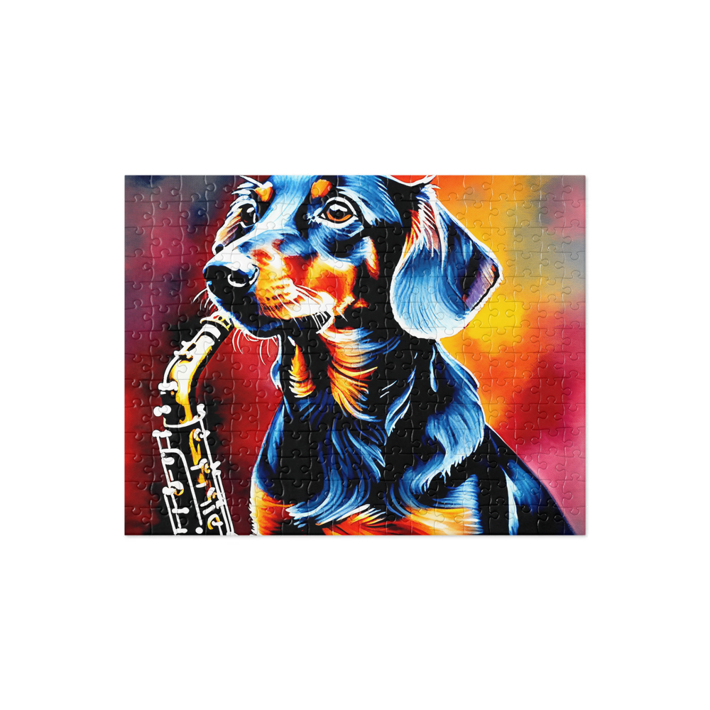 PugMug Custom Black Dachshund Jigsaw Puzzle