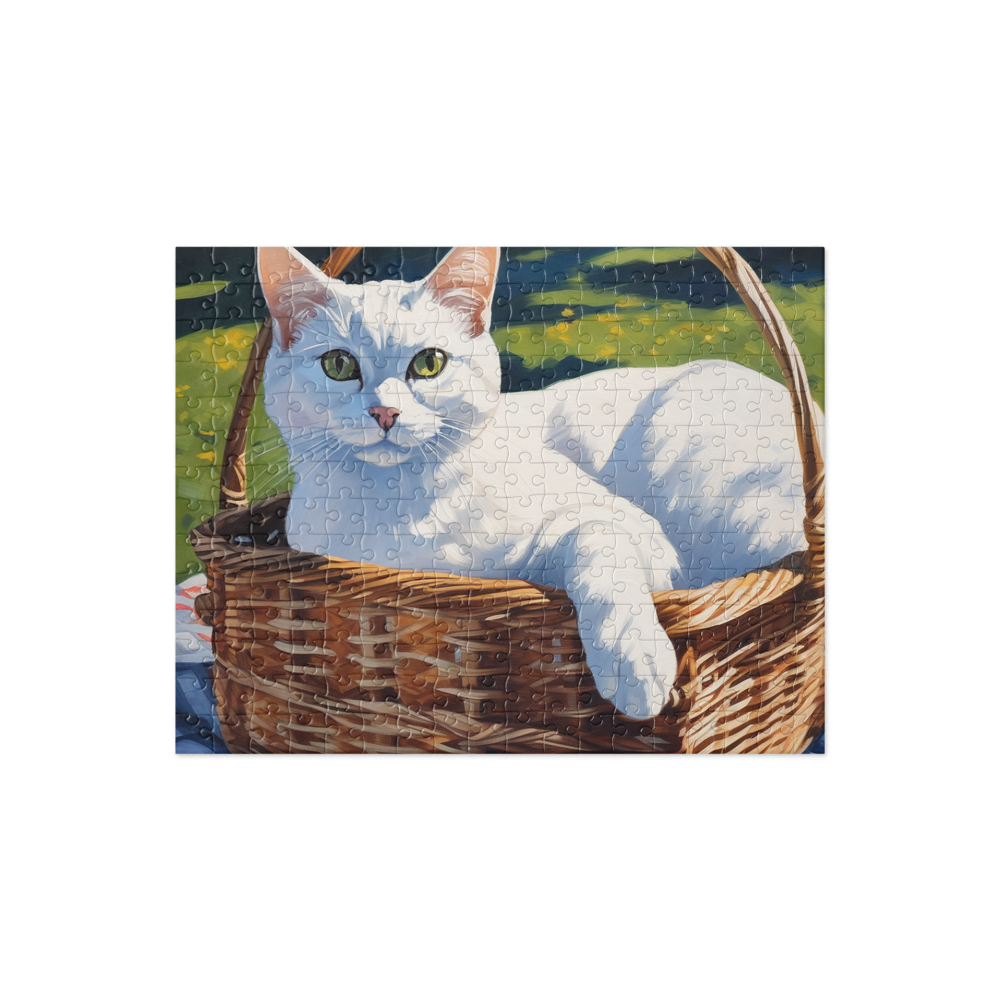 PugMug Custom White American Shorthair Cat Jigsaw Puzzle