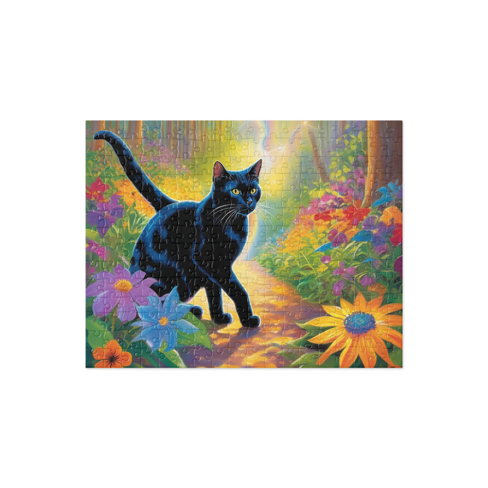 PugMug Custom Black American Shorthair Cat Jigsaw Puzzle