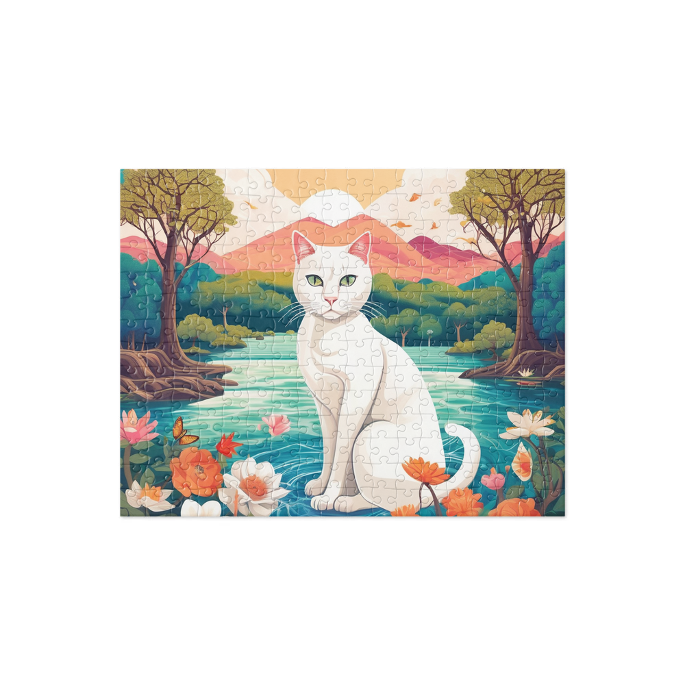 PugMug Custom White Companion Cat Jigsaw Puzzle