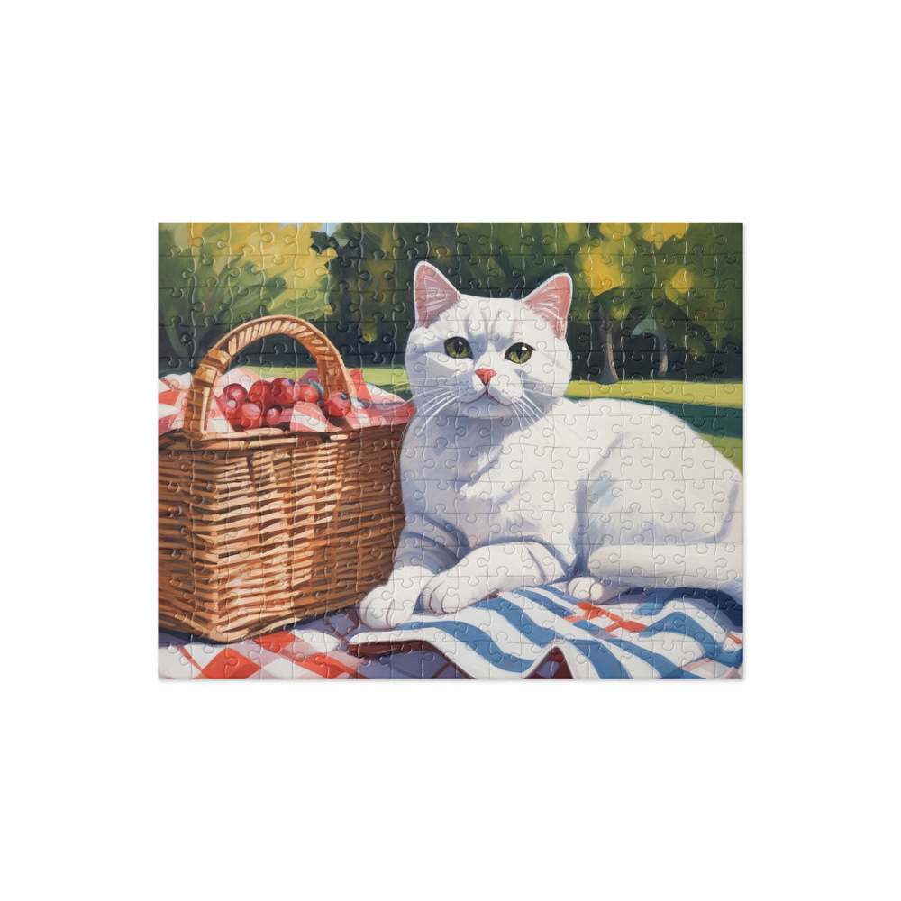PugMug Custom White British Shorthair Cat Jigsaw Puzzle