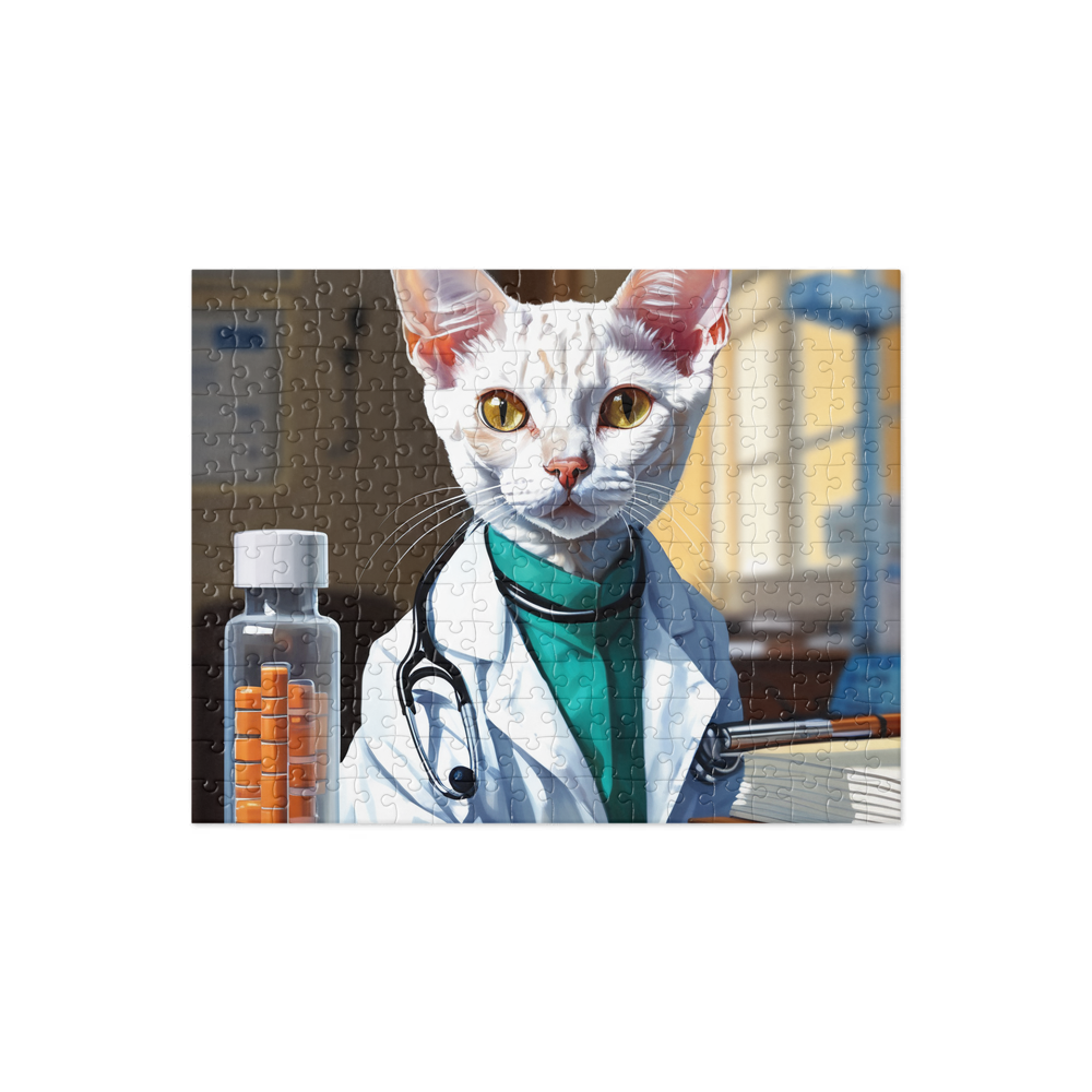 PugMug Custom White Devon Rex Cat Jigsaw Puzzle