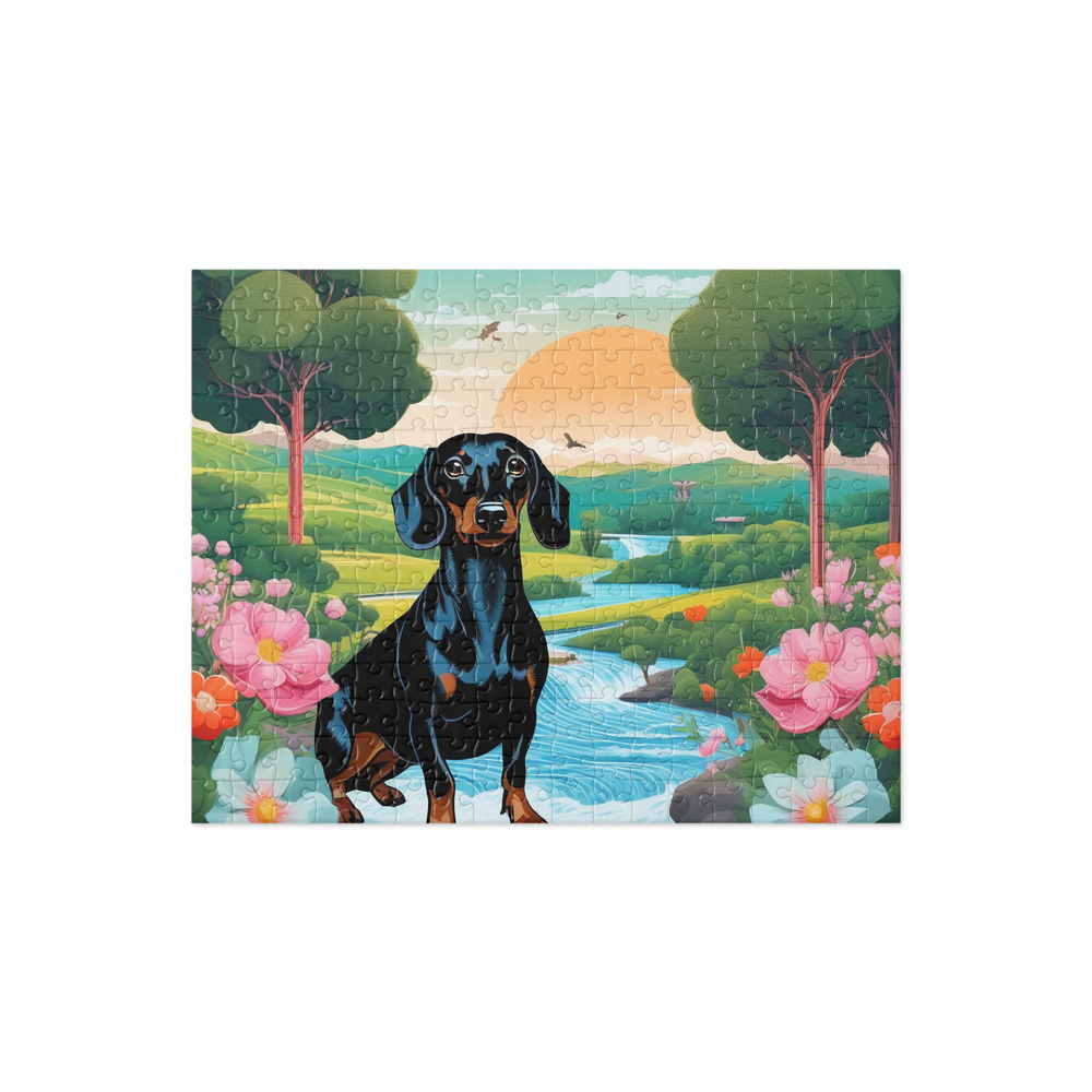 PugMug Custom Black Dachshund Jigsaw Puzzle