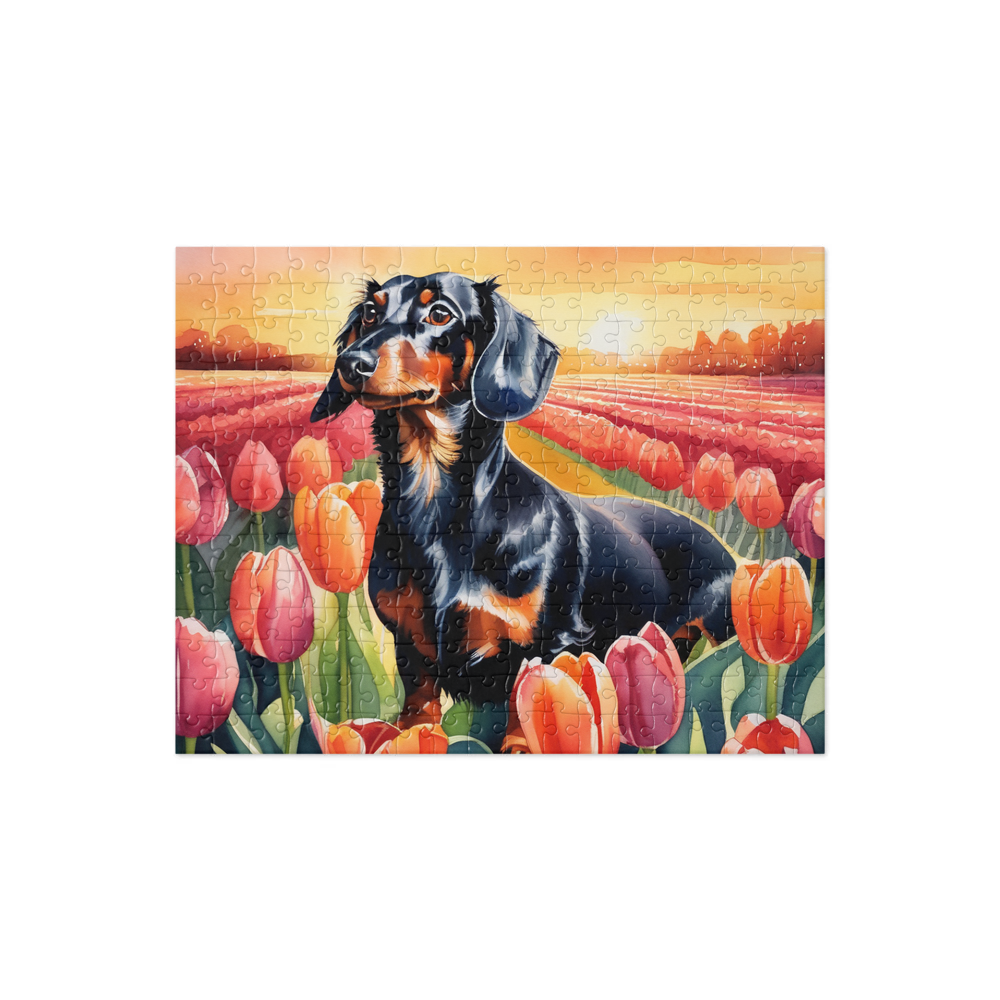 PugMug Custom Black Dachshund Jigsaw Puzzle