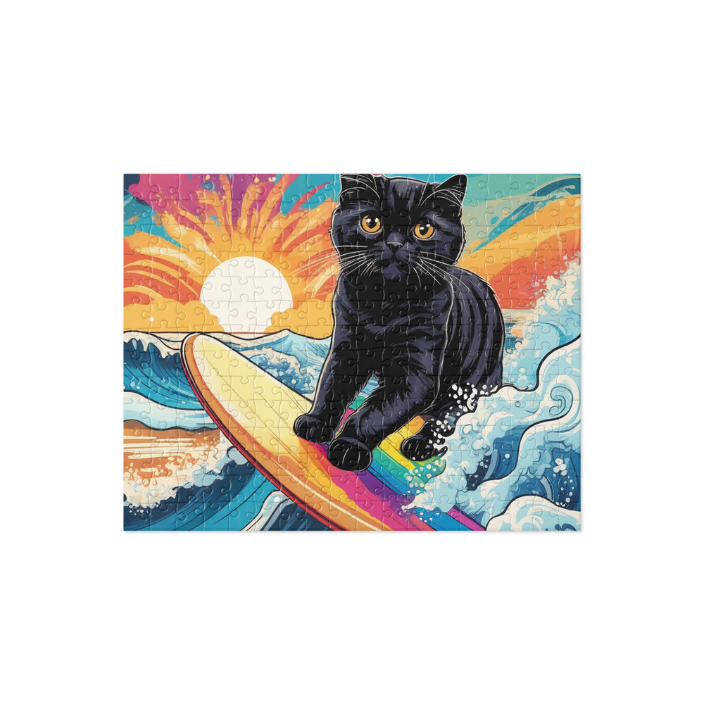 PugMug Custom Black Scottish Fold Cat Jigsaw Puzzle