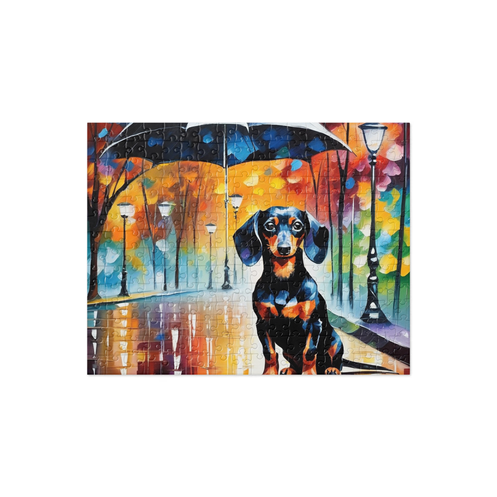 PugMug Custom Black Dachshund Jigsaw Puzzle