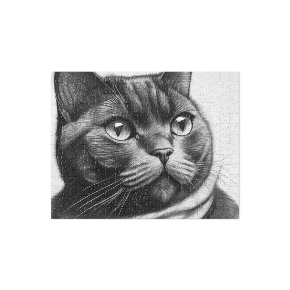 PugMug Custom Black British Shorthair Cat Jigsaw Puzzle