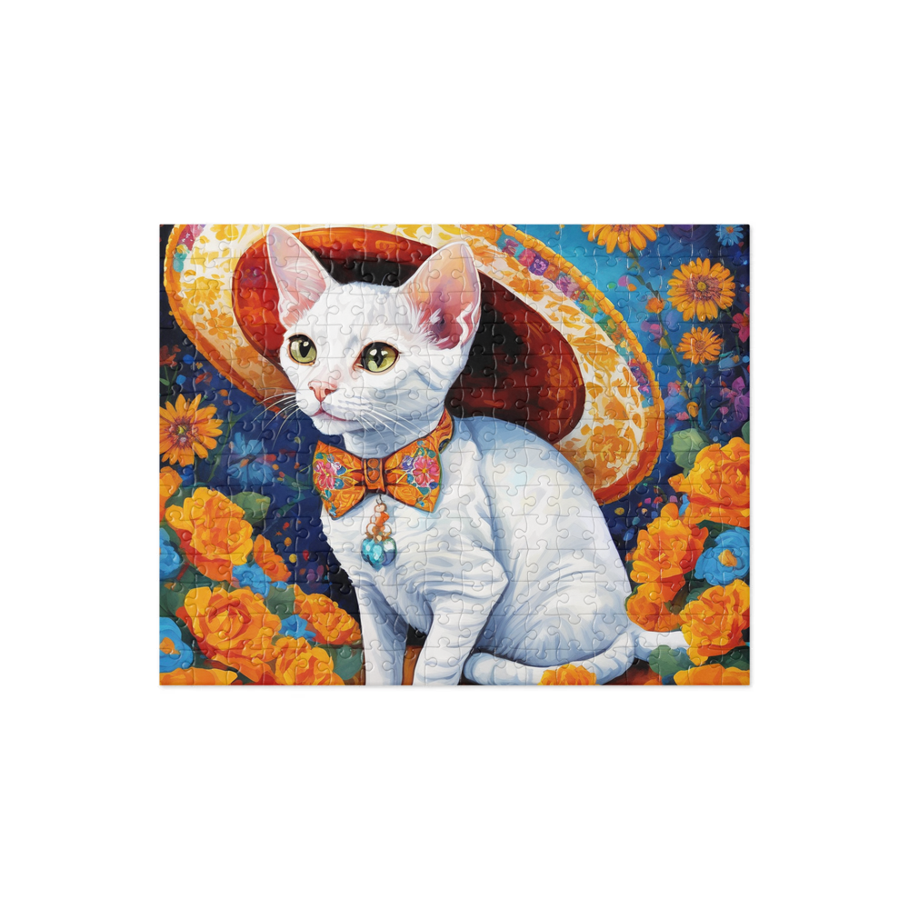 PugMug Custom White Devon Rex Cat Jigsaw Puzzle