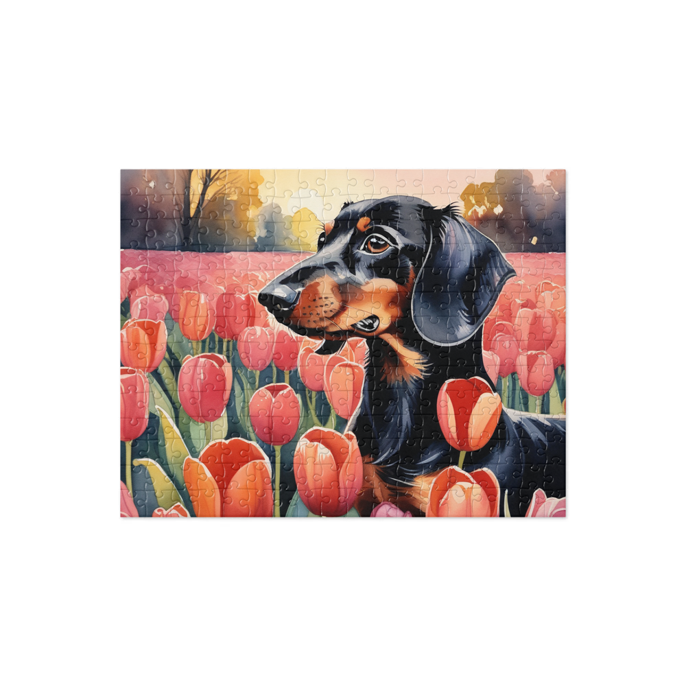 PugMug Custom Black Dachshund Jigsaw Puzzle