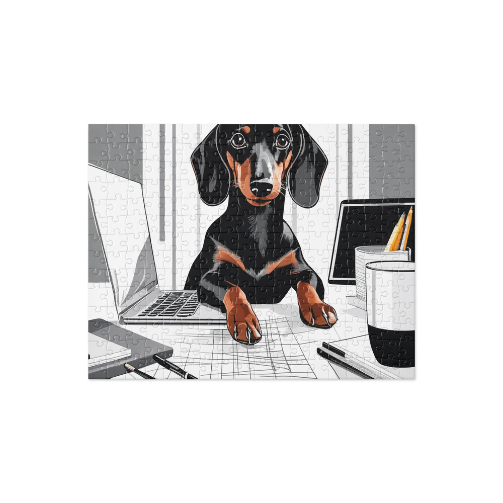 PugMug Custom Black Dachshund Jigsaw Puzzle