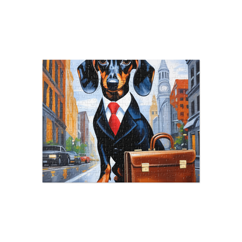 PugMug Custom Black Dachshund Jigsaw Puzzle