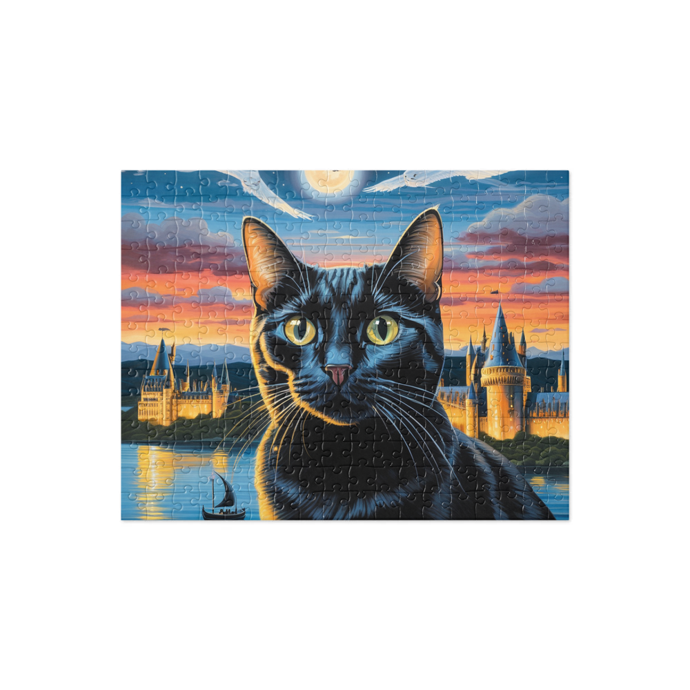 PugMug Custom Black American Shorthair Cat Jigsaw Puzzle