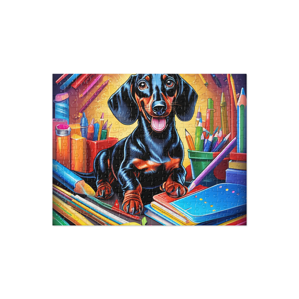 PugMug Custom Black Dachshund Jigsaw Puzzle