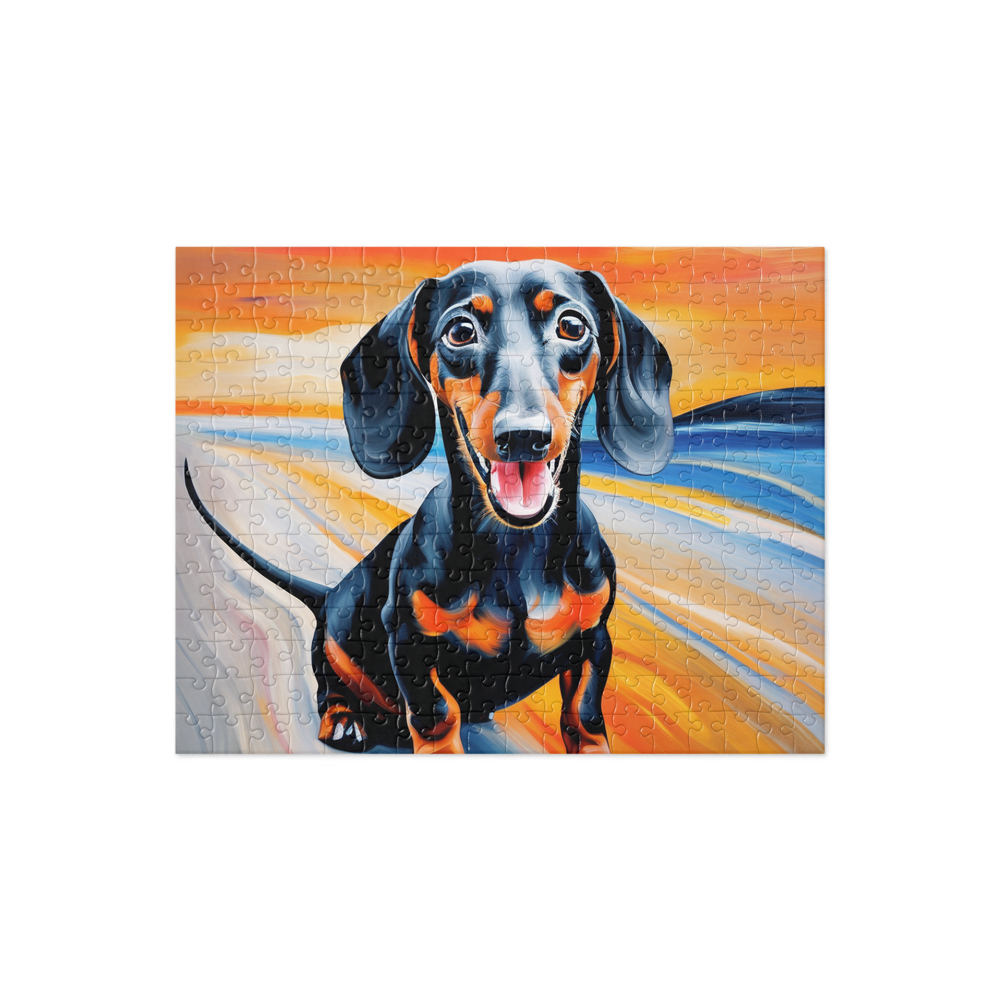PugMug Custom Black Dachshund Jigsaw Puzzle