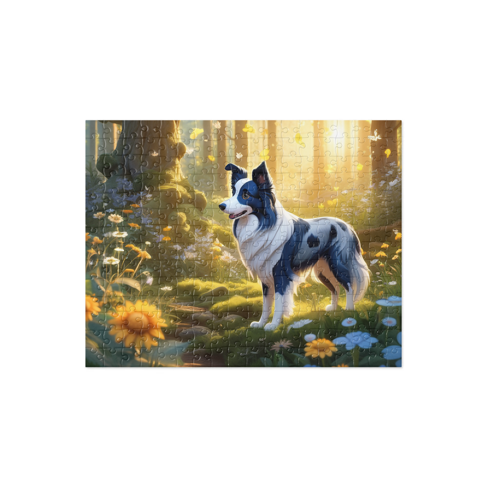 PugMug Custom Blue Merle Border Collie Jigsaw Puzzle
