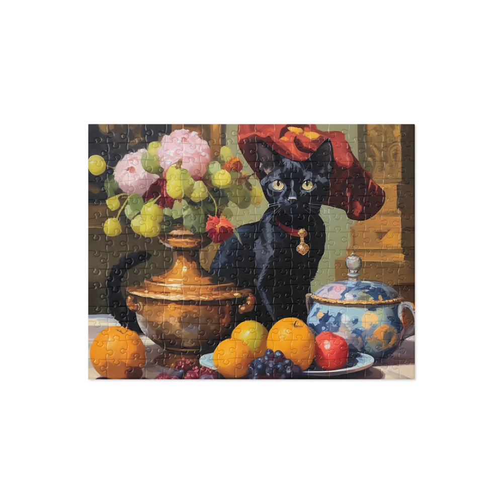 PugMug Custom Black Devon Rex Cat Jigsaw Puzzle